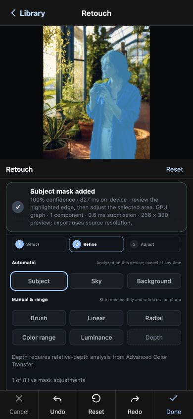 Quiutie on iPhone with an on-device subject mask.